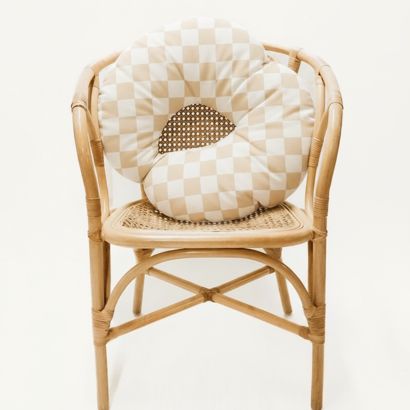 Beige & White Checkered Nursing Pillow Cover