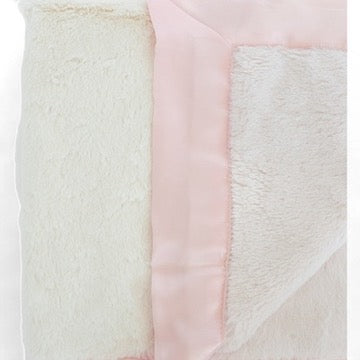 Luxury Duo Satin Border Blanket - Pink/Ivory