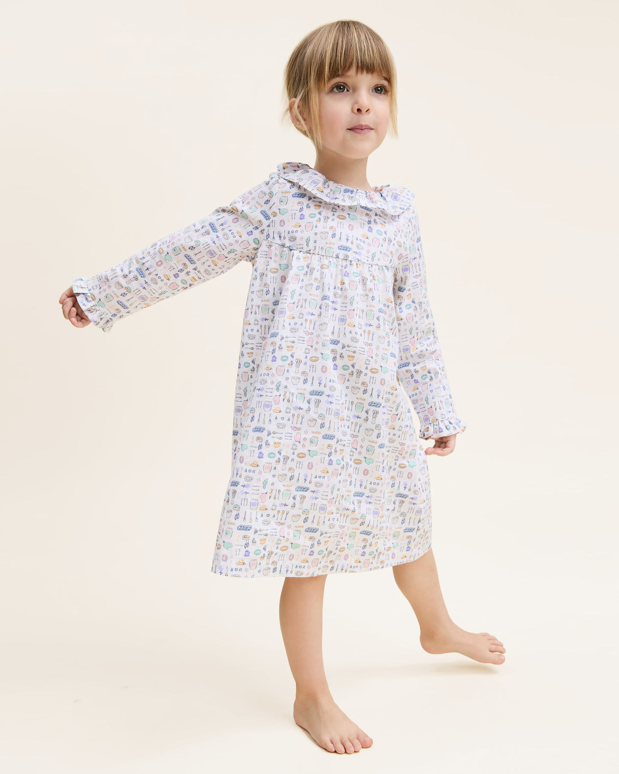 Kid's Twill Scarlett Nightgown in Baking Spirits Bright - HoneyBug