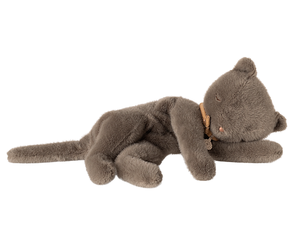 Sleeping Kitten Plush, Medium - Grey - HoneyBug