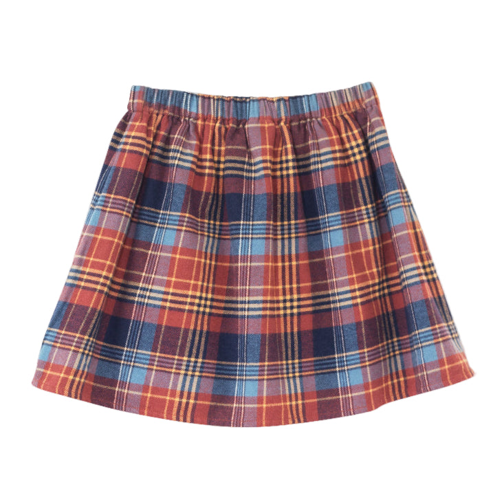 Girls Coral Skirt | Rust Plaid - HoneyBug