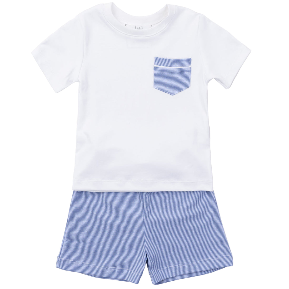 Charles Boys' Short Set - Blue Stripes - HoneyBug