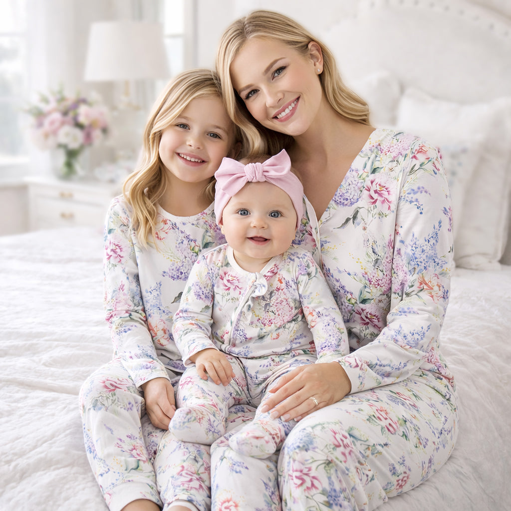 Watercolor Floral Bamboo Girls Pajama Set