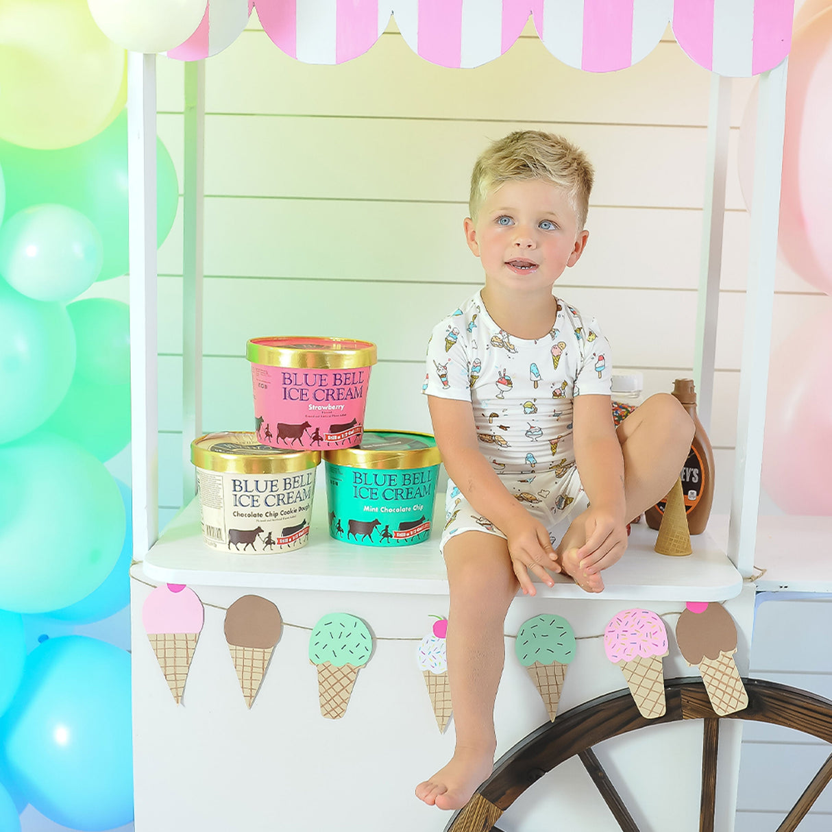 Ice Cream Bamboo Kids Pajama Short Set - HoneyBug