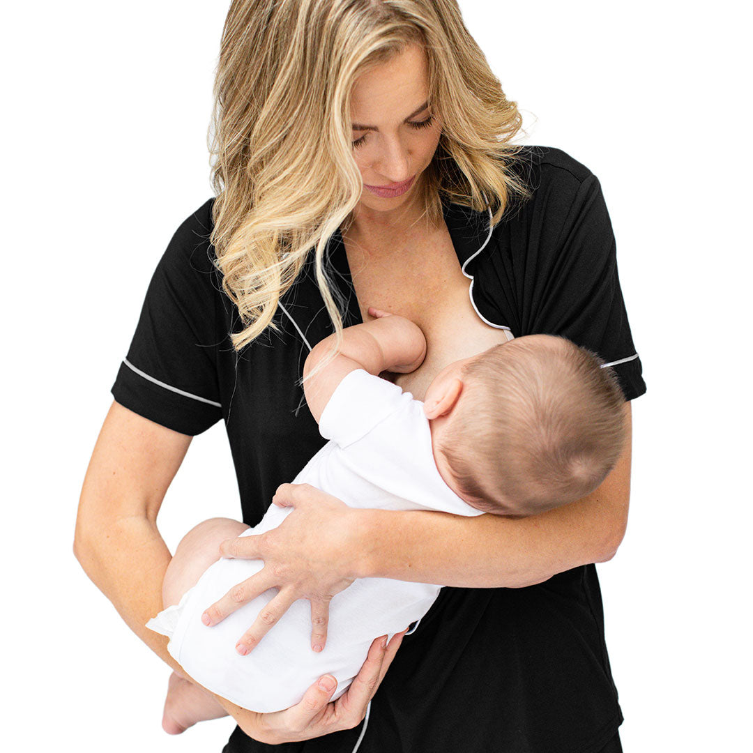 Clea Bamboo Classic Short Sleeve Pajama Set | Black - HoneyBug