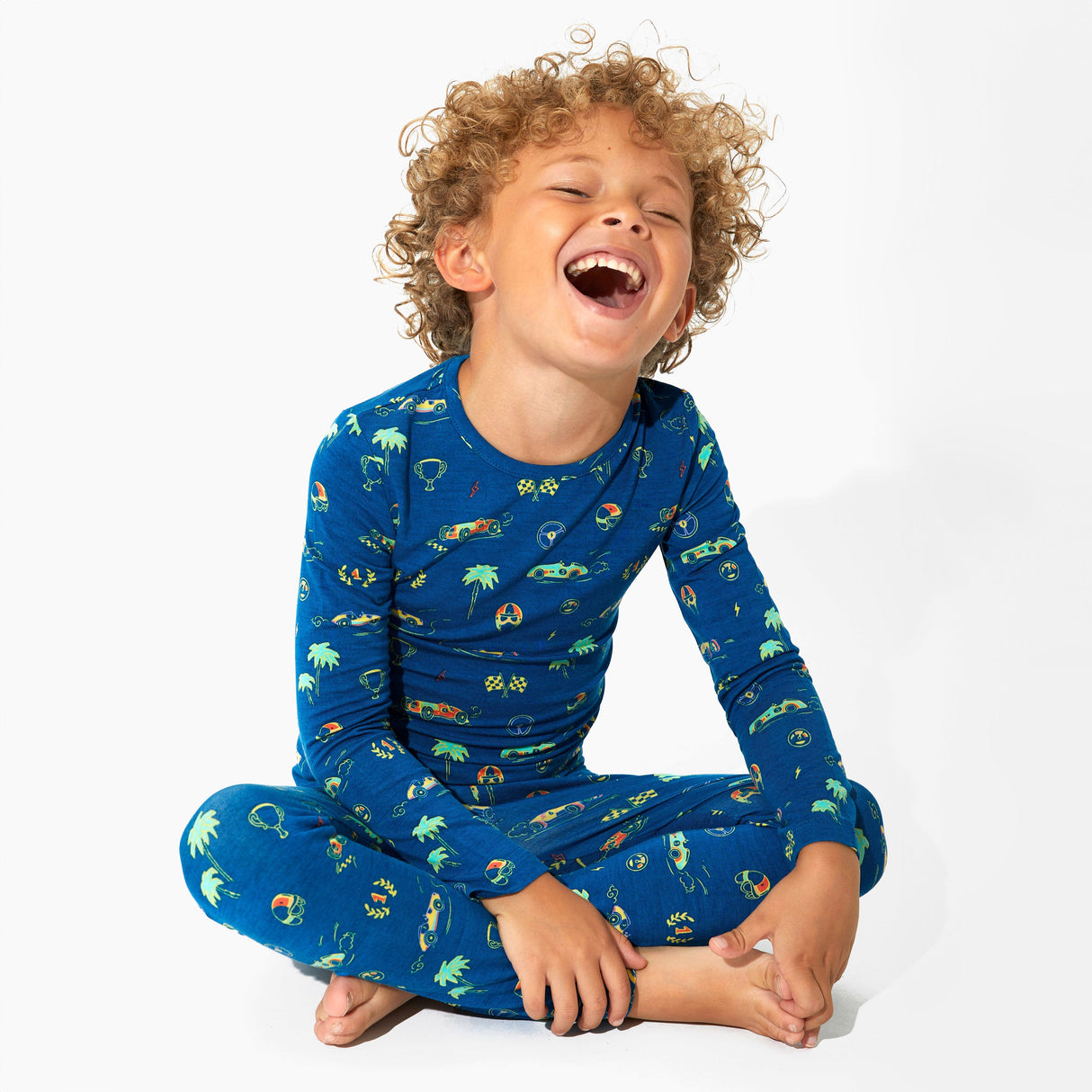 Monaco Blue Bamboo Kids Pajamas - HoneyBug