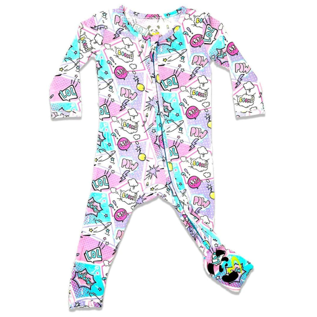 Comic Purple Bamboo Convertible Footie - HoneyBug