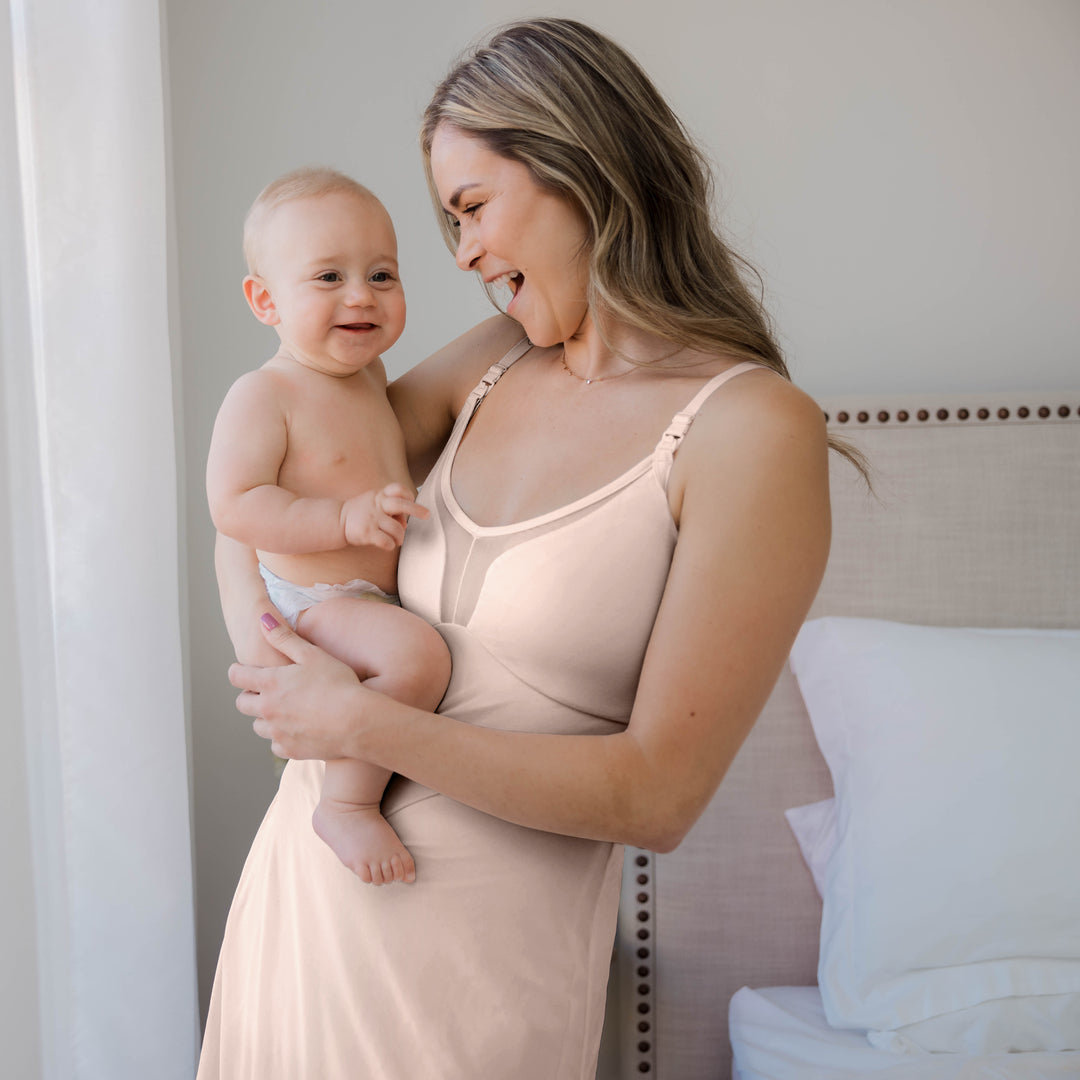 Aurora Mesh Nursing Nightgown | Quartz - HoneyBug
