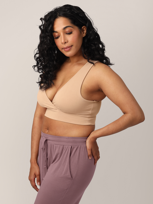 French Terry Racerback Nursing & Sleep Bra | Beige - HoneyBug