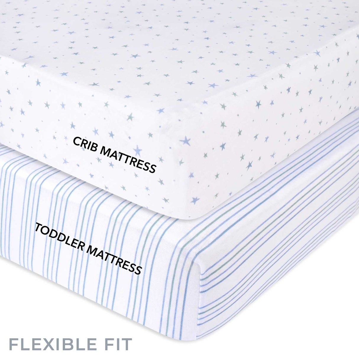 Crib Sheet Set - Dusty Blue Stars - HoneyBug