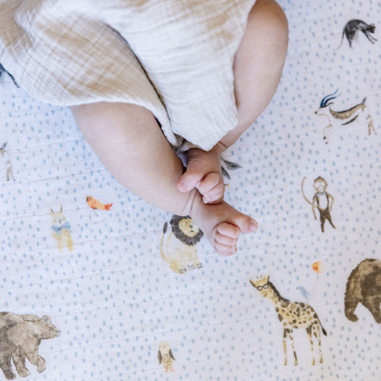 Cotton Muslin Crib Sheet - Party Animals - HoneyBug