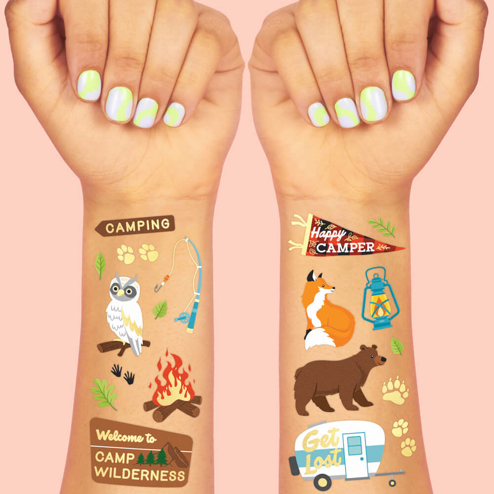 Happy Camper Tats - 44 Foil Temporary Tattoos