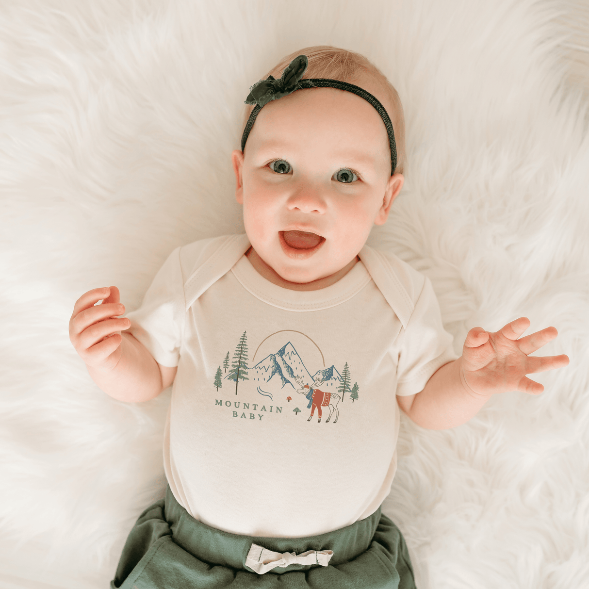 graphic bodysuit | mountain baby - HoneyBug
