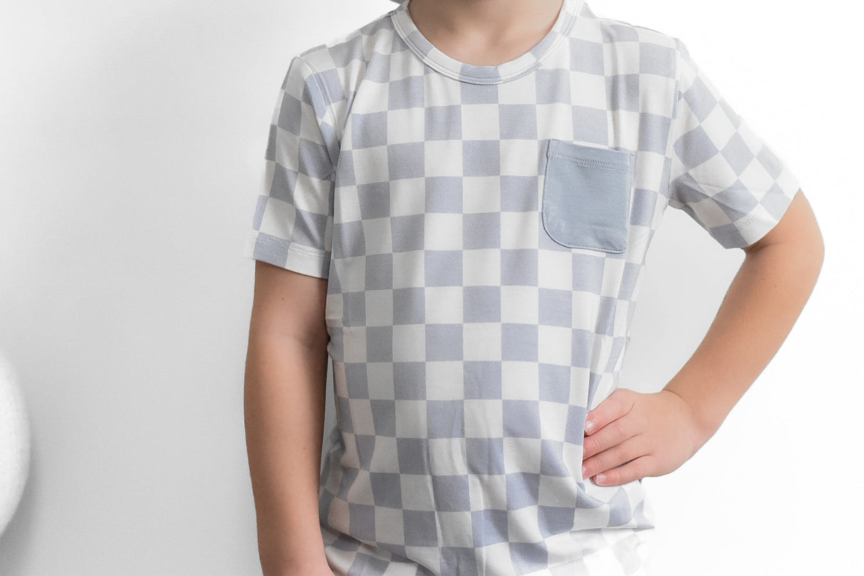 CLOUDY CHECKERS DREAM POCKET TEE - HoneyBug