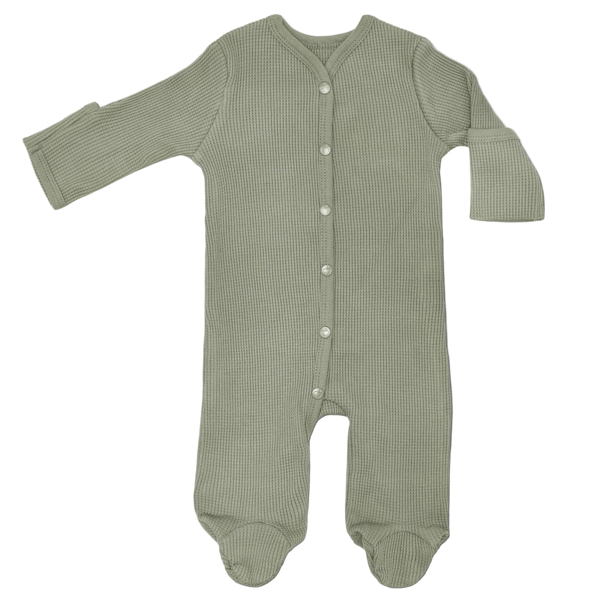 Waffle Footie - Olive Green - HoneyBug