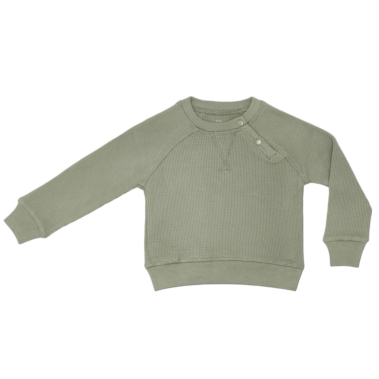 Waffle Crew Neck Sweatshirt - Olive Green - HoneyBug