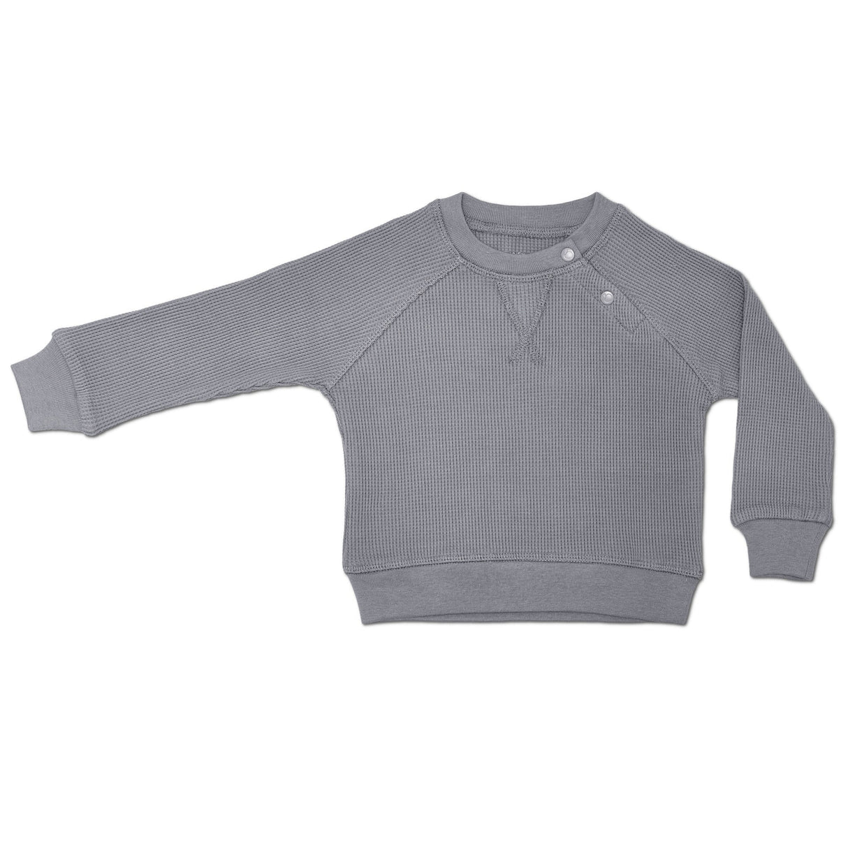 Waffle Crew Neck Sweatshirt - Smoke - HoneyBug
