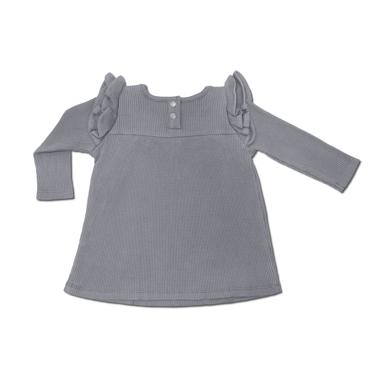 Waffle Long Sleeve Dress - Smoke - HoneyBug