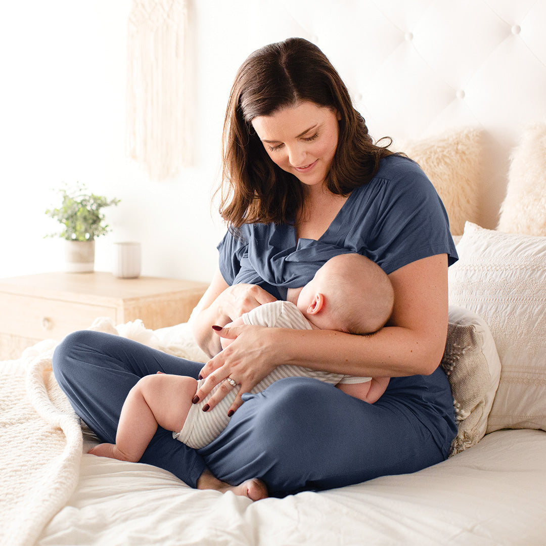 Davy Nursing & Maternity Pajama Set | Slate Blue - HoneyBug