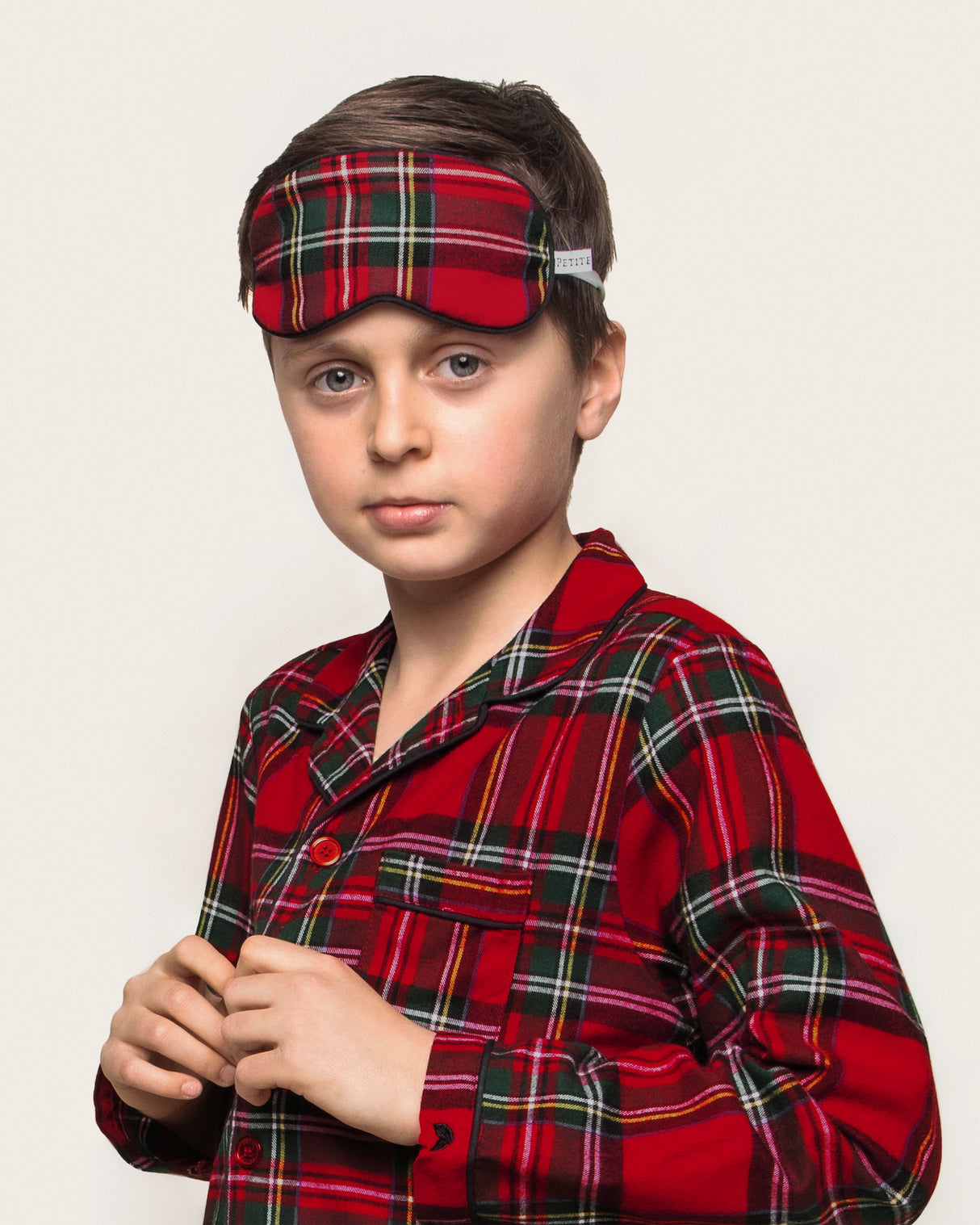 Kid's Brushed Twill Sleep Mask in Imperial Tartan - HoneyBug