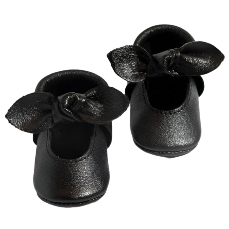 Ebony Knotted Bow Baby Shoe - HoneyBug
