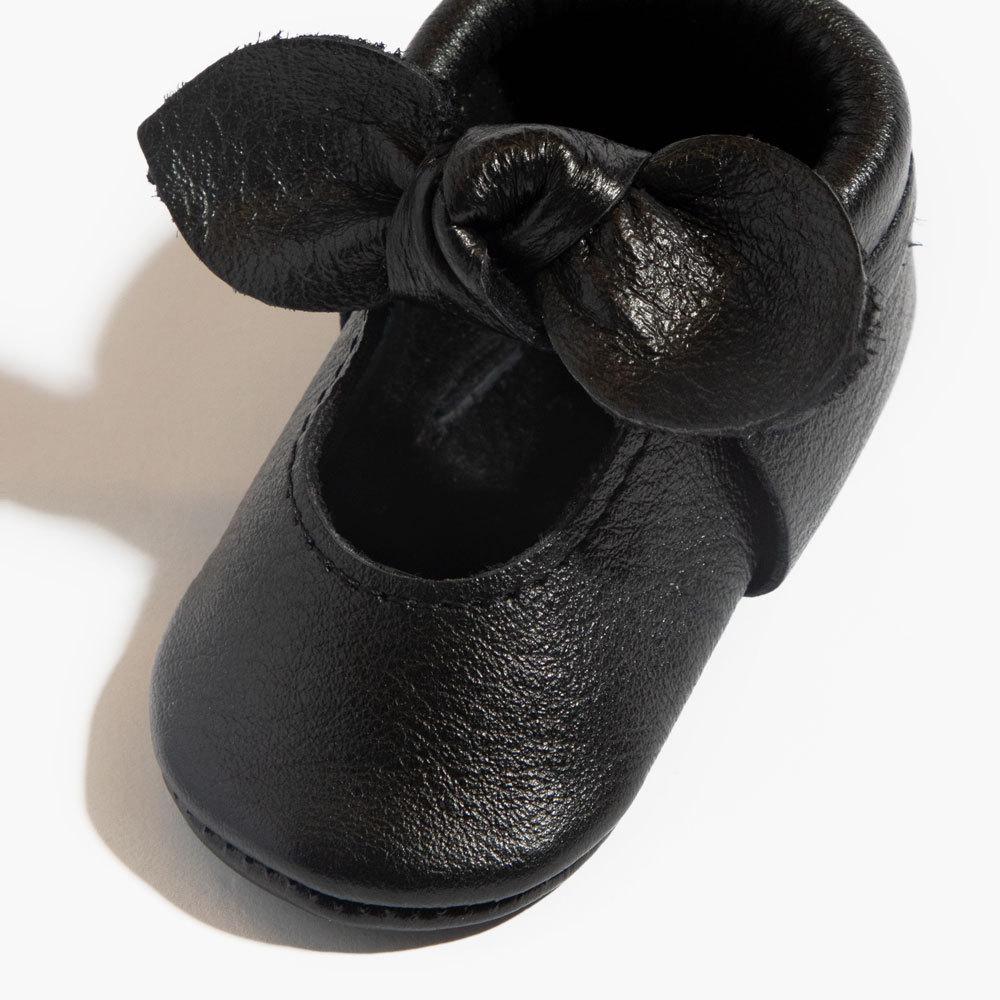 Ebony Knotted Bow Baby Shoe - HoneyBug