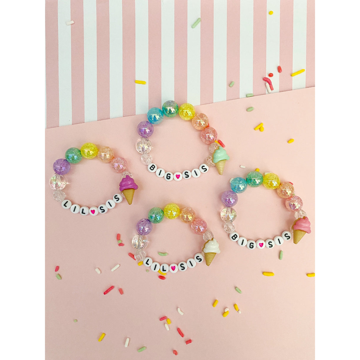 Big Sis OR Lil Sis Ice Cream Charm Bracelet - HoneyBug
