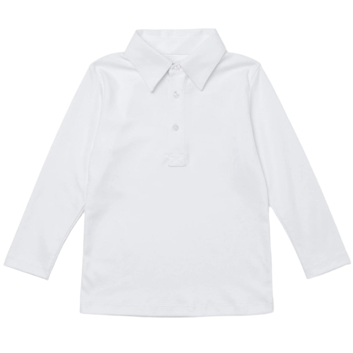 Finn Pima Cotton Long Sleeve Polo for Boys - White - HoneyBug