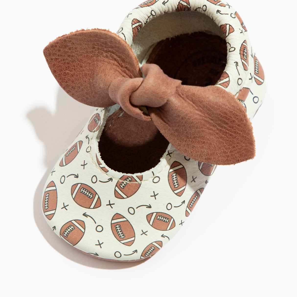 First Down Knotted Bow Baby Shoe - HoneyBug