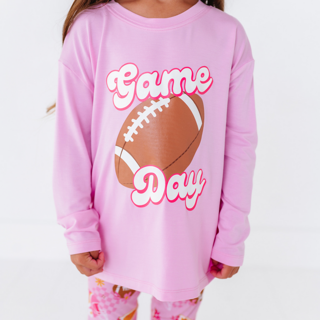 On Game Days We Wear Pink Cha Cha Leggings and Graphic Set - HoneyBug