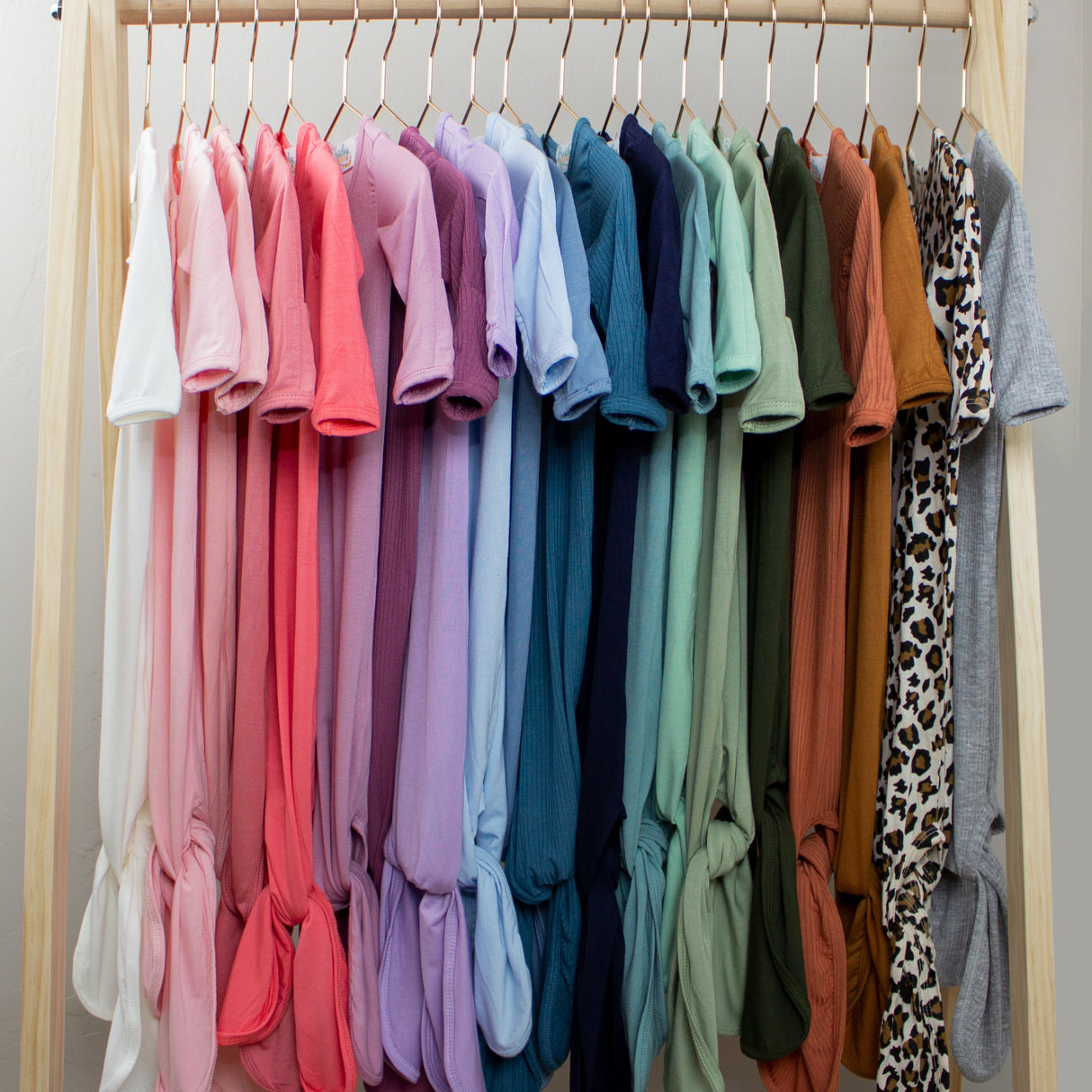 Knotted Baby Gown - Ribbed Rust - HoneyBug