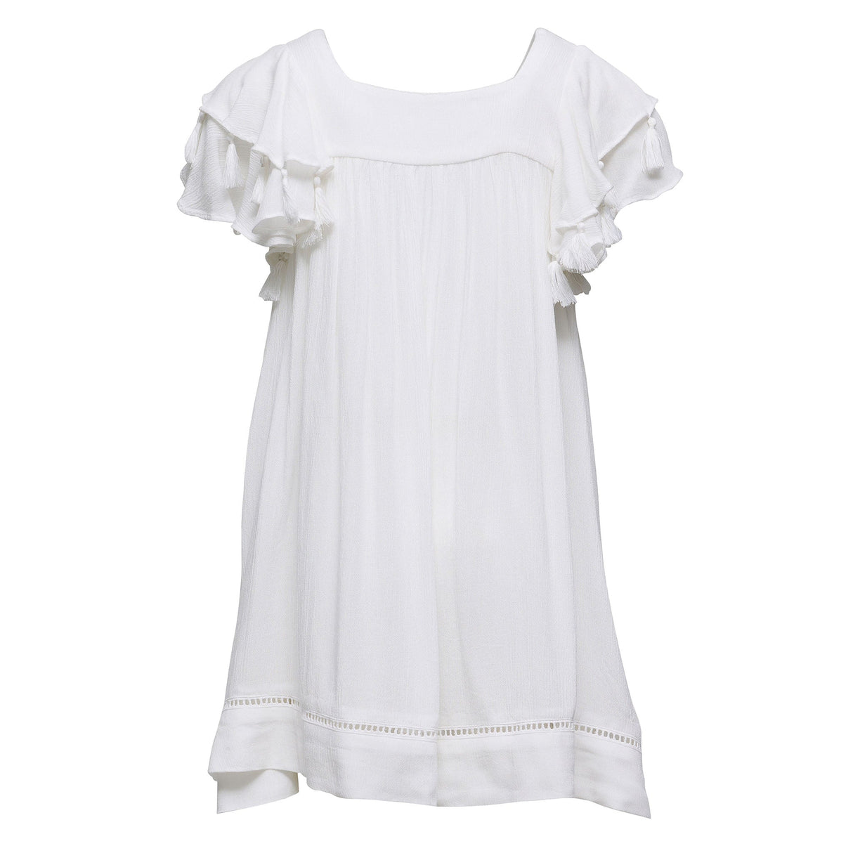 White Tassel Time Beach Dress - HoneyBug