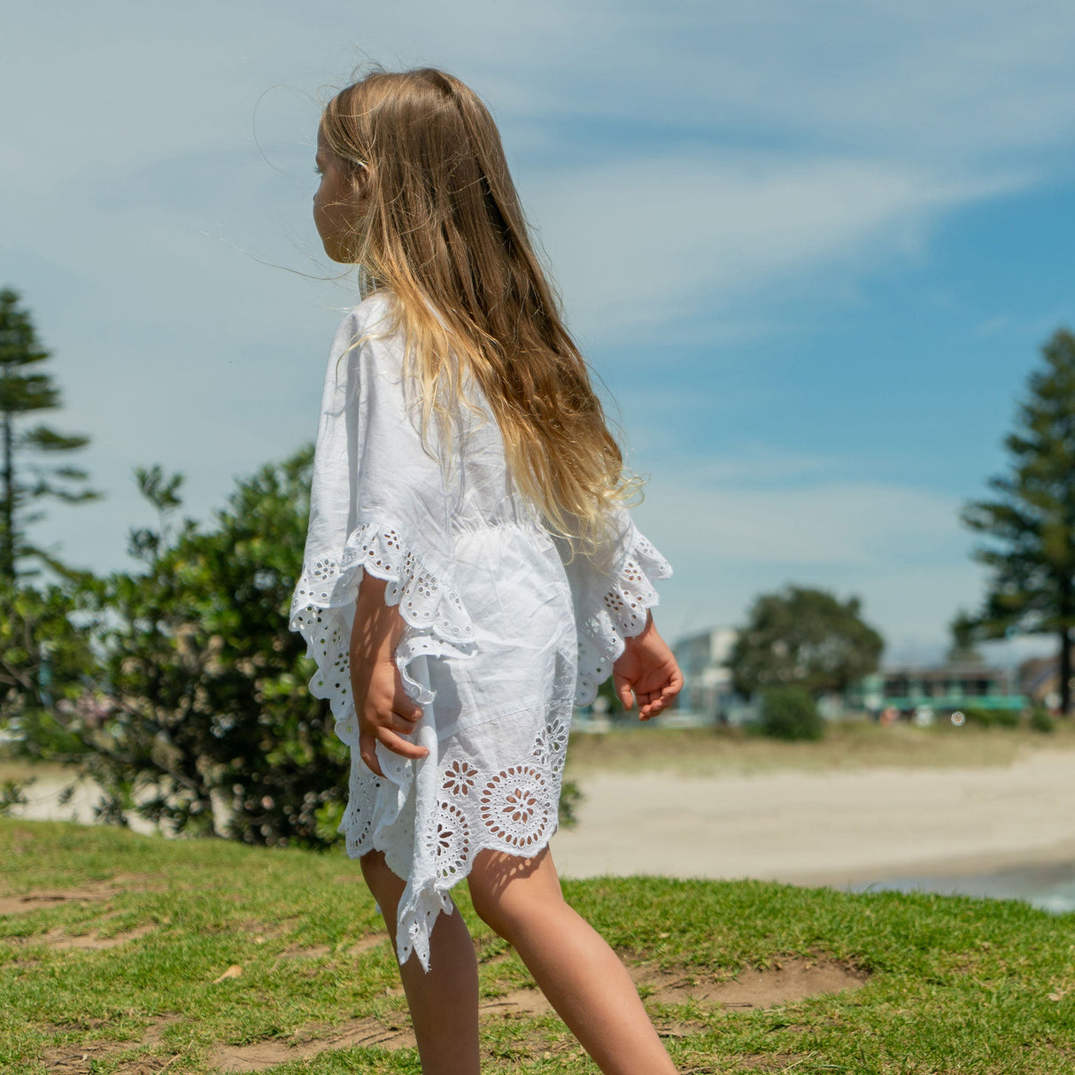 Cesci White Eyelet Cover Up - HoneyBug