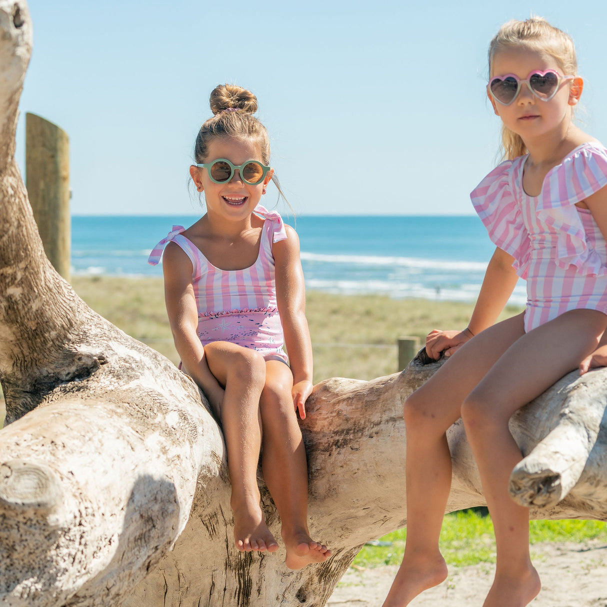 Pink Sea Shoulder Tie Swimsuit - HoneyBug
