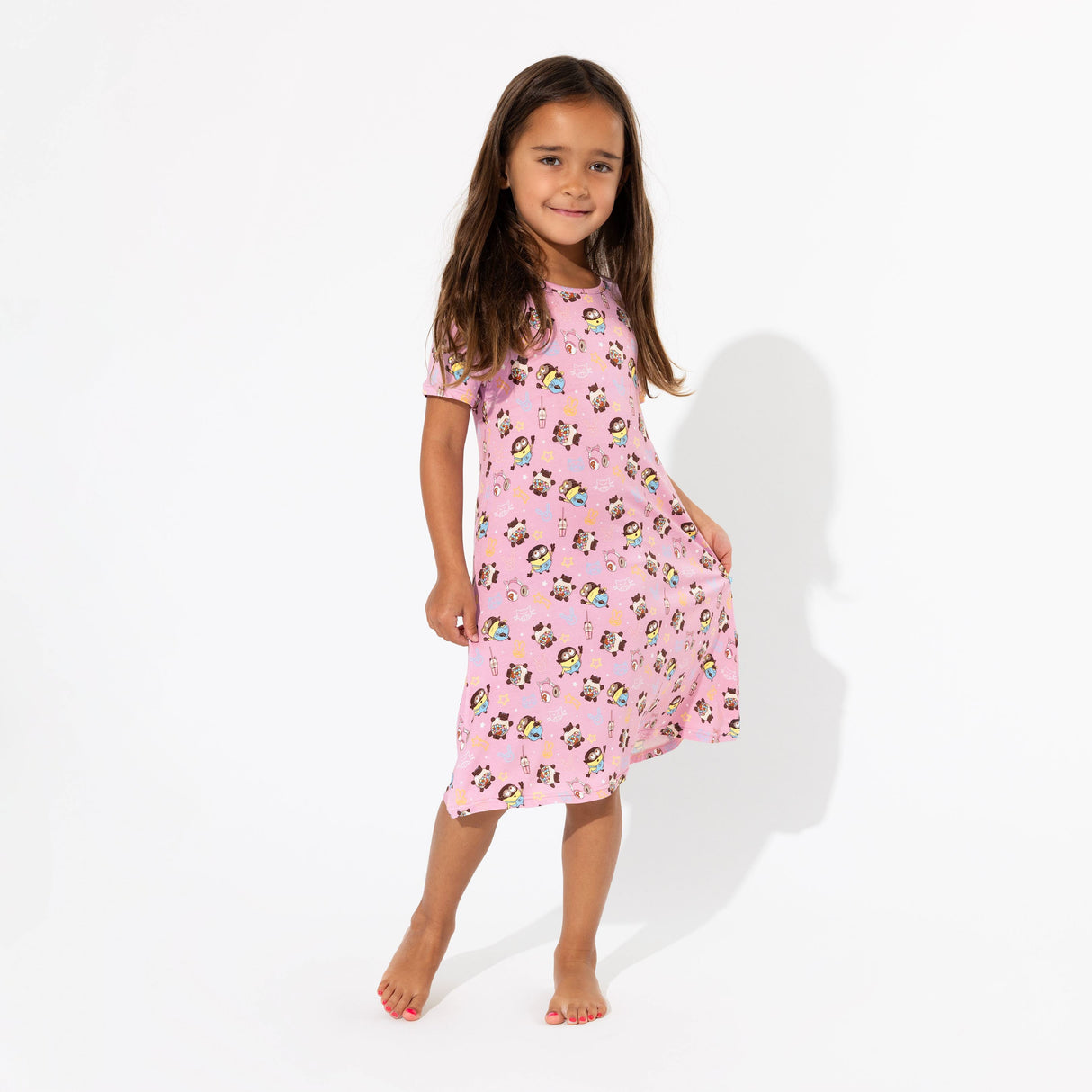 Despicable Me 4: Minions Always Popping Bamboo Girls' Short Sleeve Dress - HoneyBug