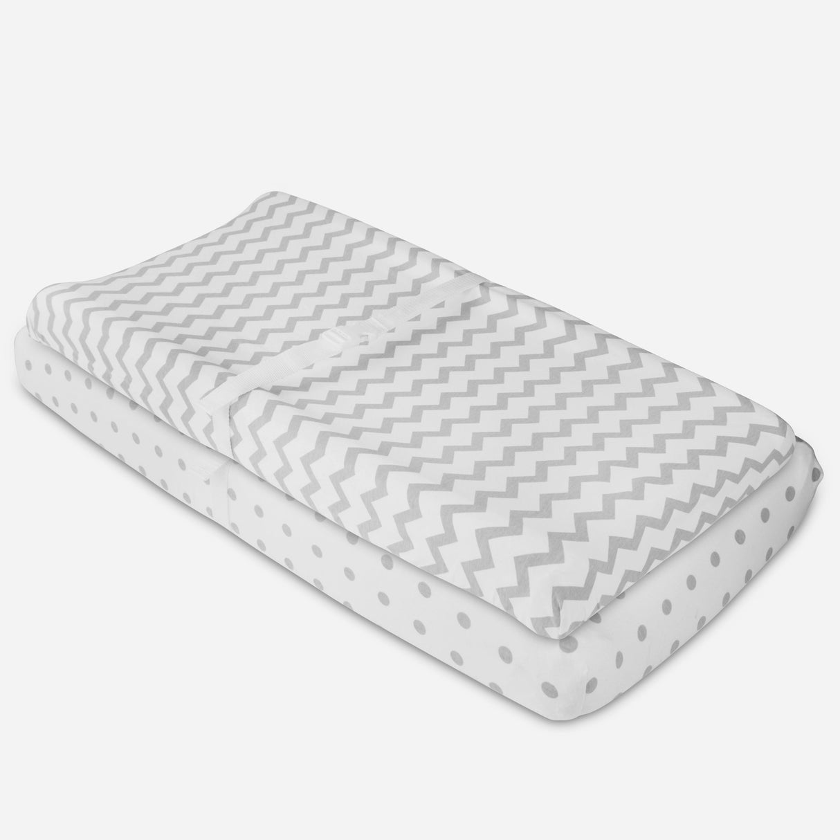 Waterproof Changing Pad Cover | Cradle Sheet Set - Grey Chevron & Polka Dot - HoneyBug
