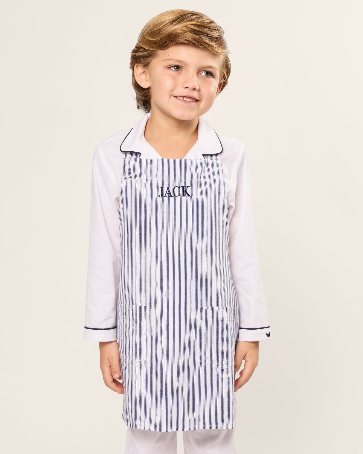 Kid's Apron in Navy French Ticking - HoneyBug