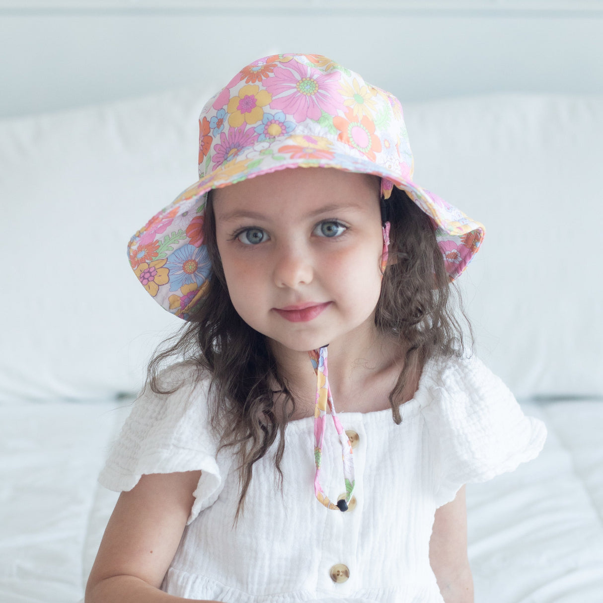 Baby & Kids Sun Hat - Retro Floral - HoneyBug
