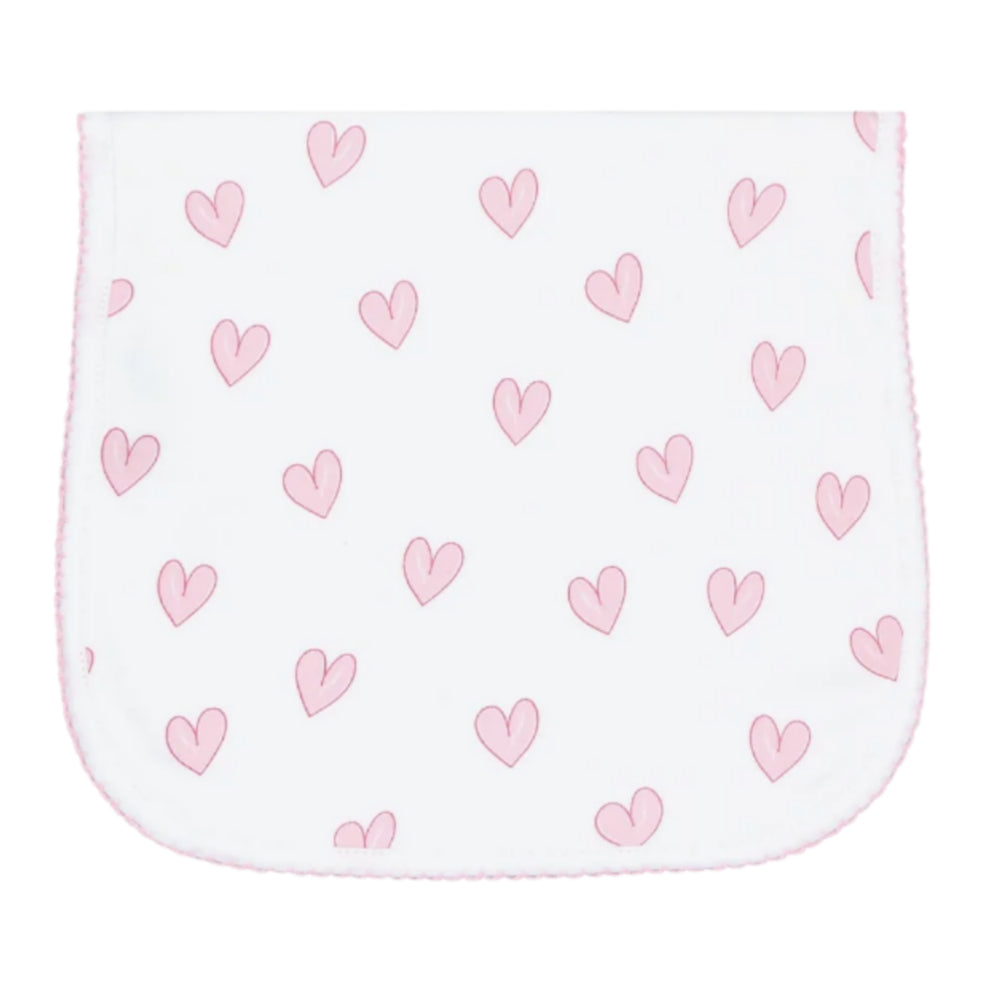 Pink Heart Print Burp Cloth - HoneyBug