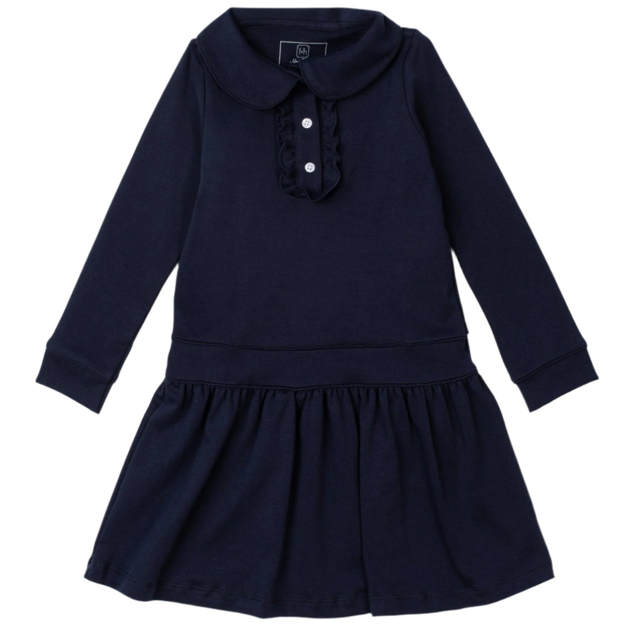 Hattie Girls' Pima Cotton Dress - Navy - HoneyBug