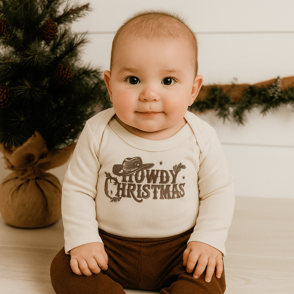 long sleeve graphic bodysuit | howdy christmas - HoneyBug