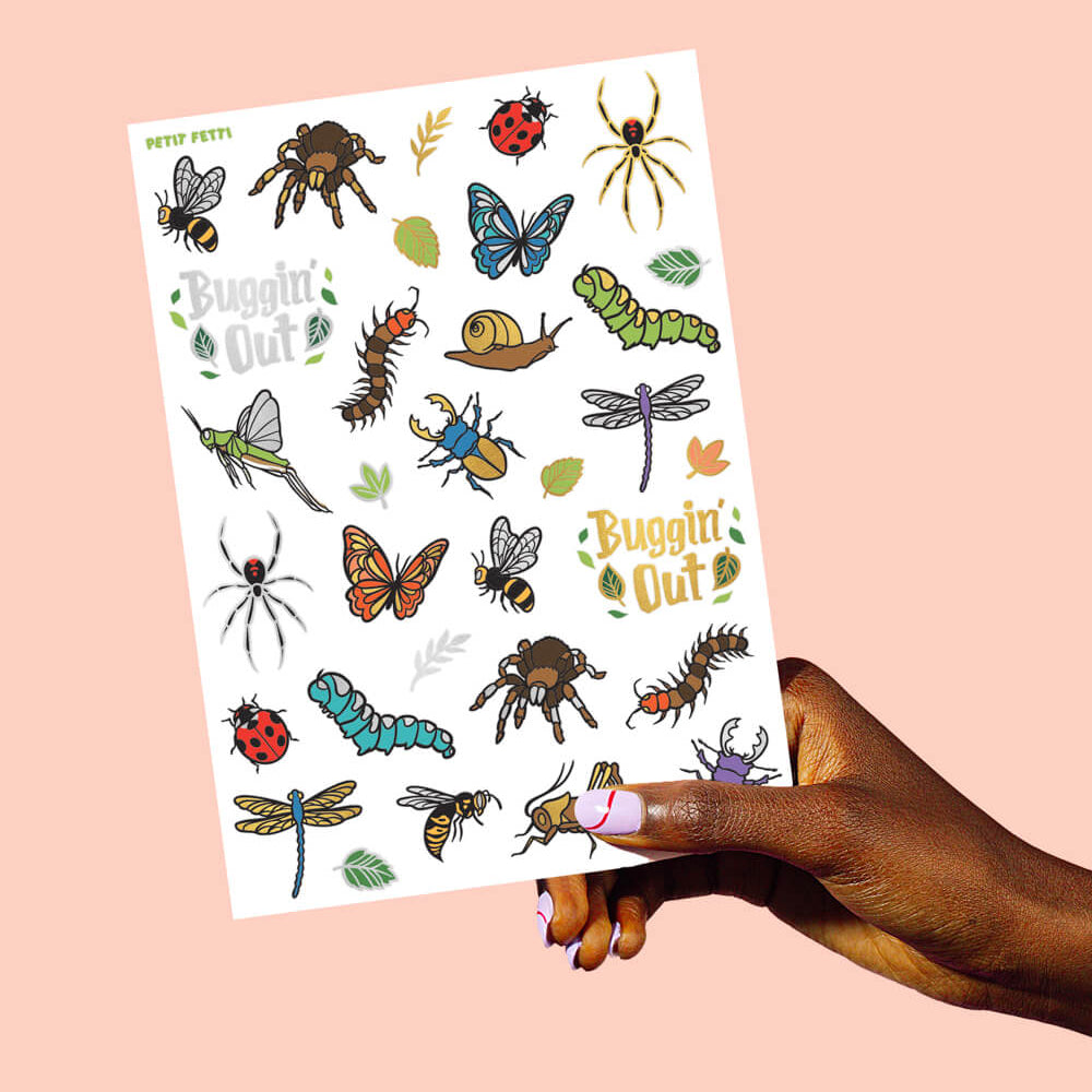 Buggin' Out Tats - 48 Foil Temporary Tattoos