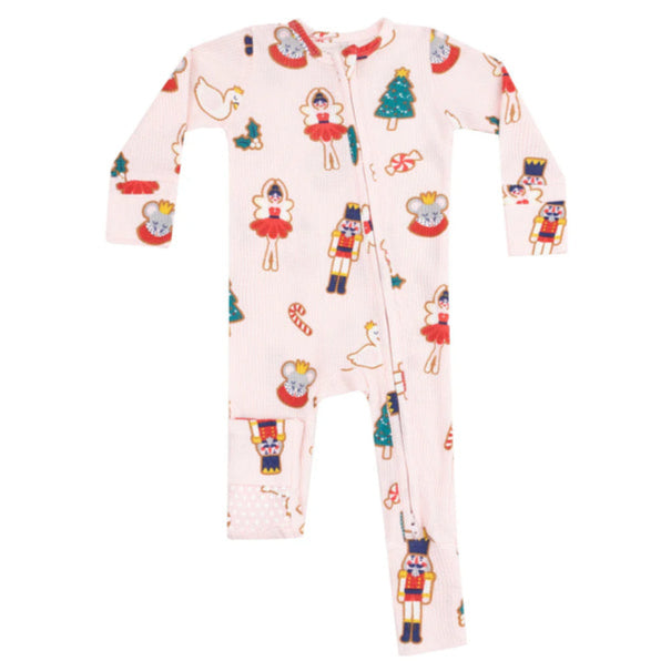 2 Way Zipper Romper - Sugar Plum Fairy Christmas Cookie Pink - HoneyBug