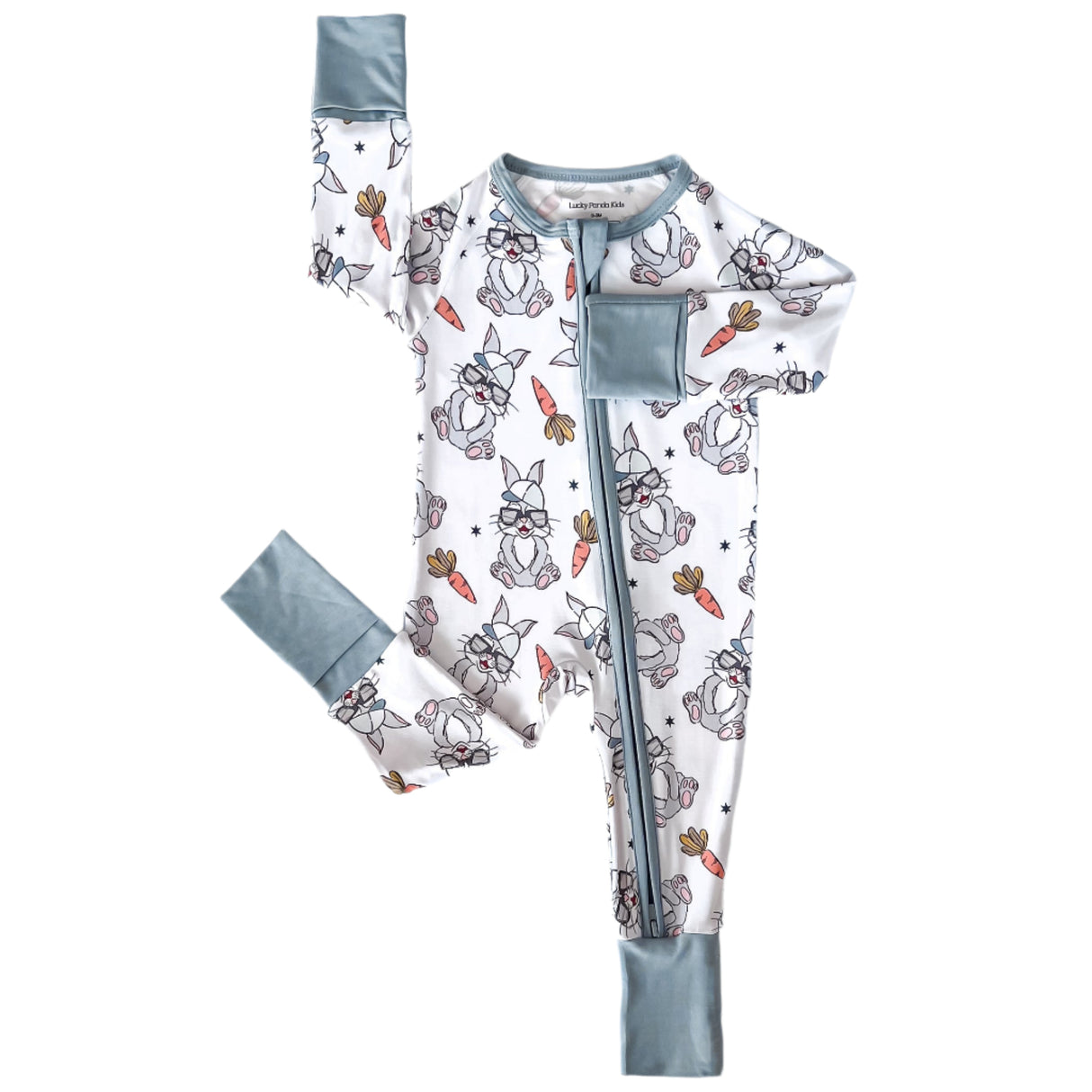 Bamboo Zip Romper | Rad Bunny - HoneyBug