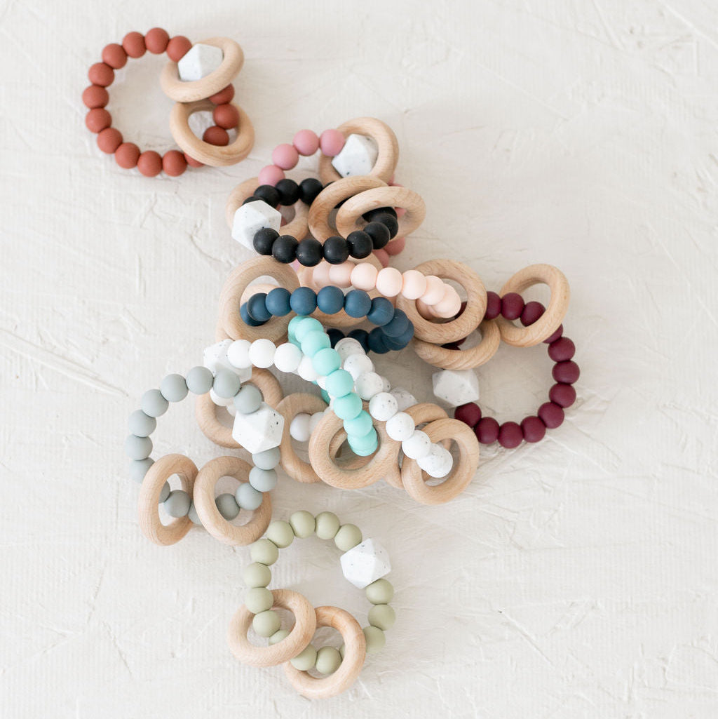 Silicone Beaded Rattle Rings