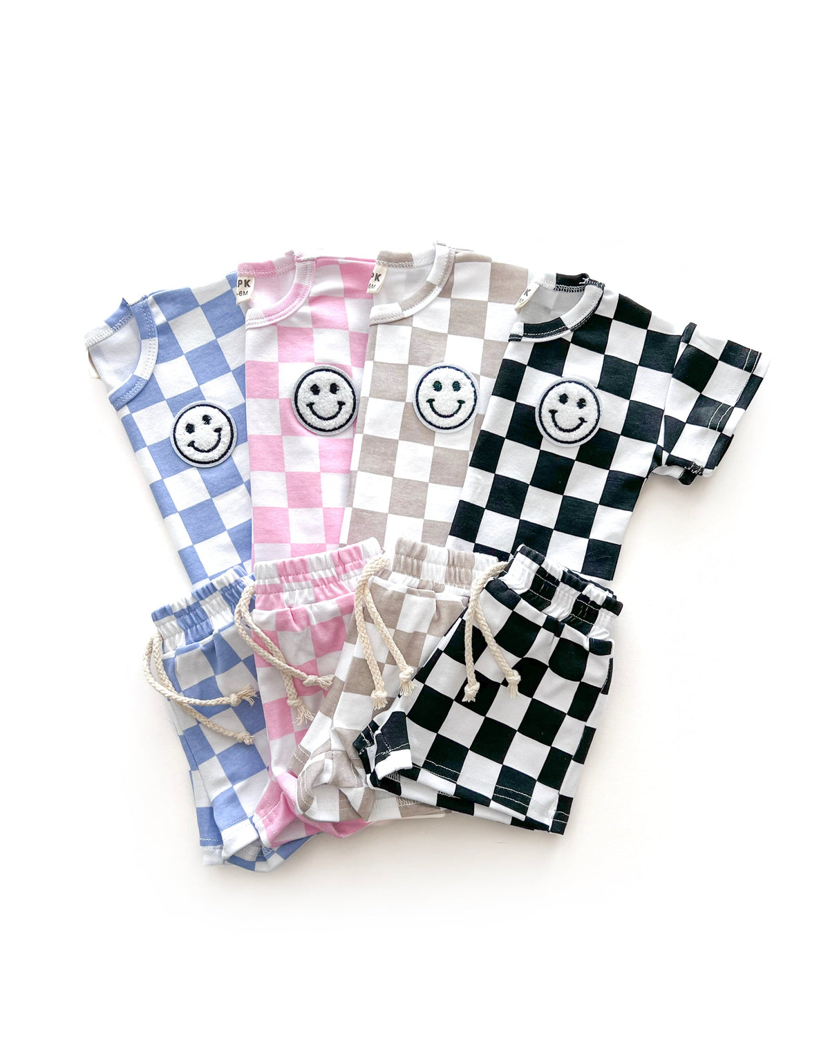 Checkered Shorts Set | Pink - HoneyBug