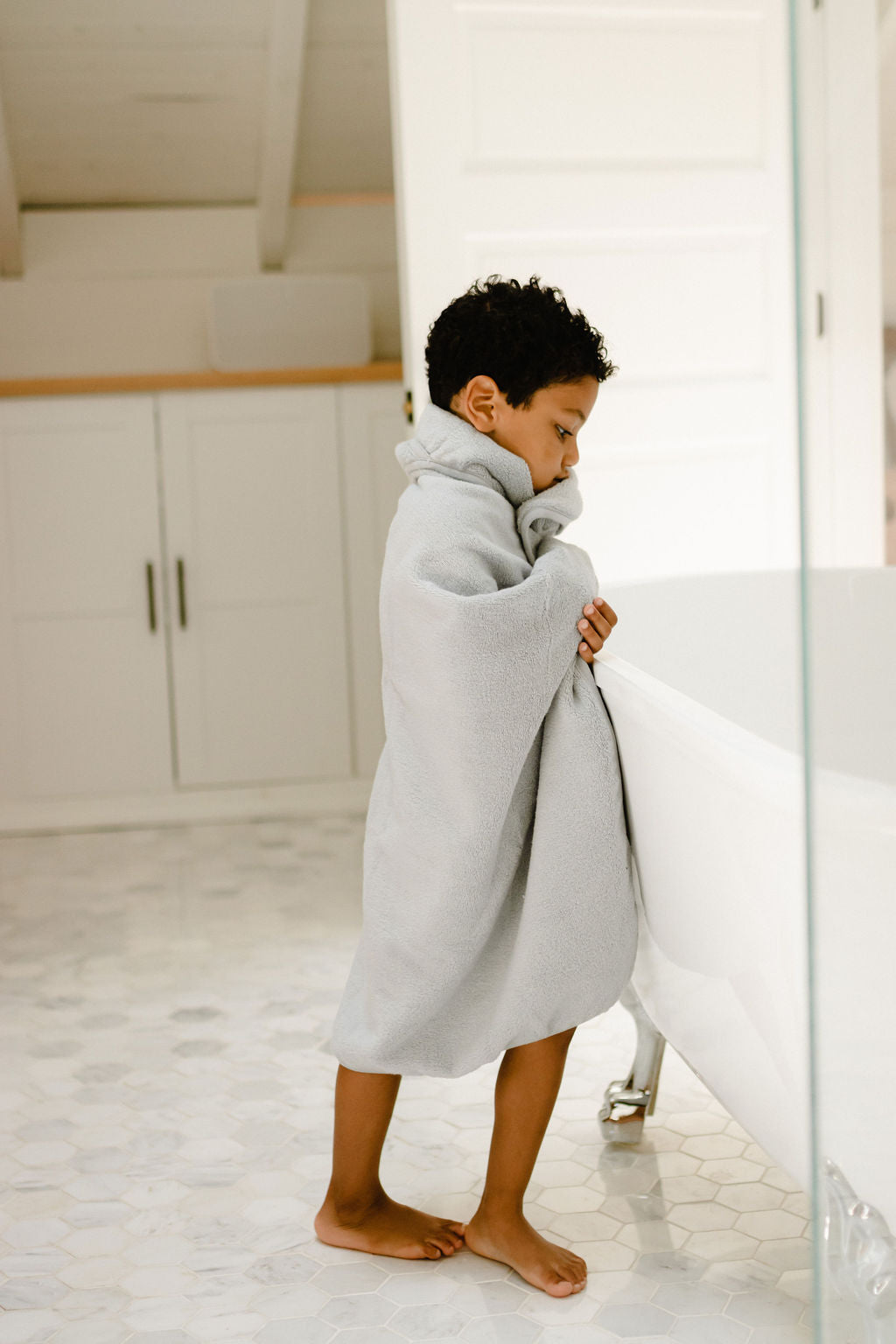 Hooded Towel & Washcloth - Misty Blue - HoneyBug