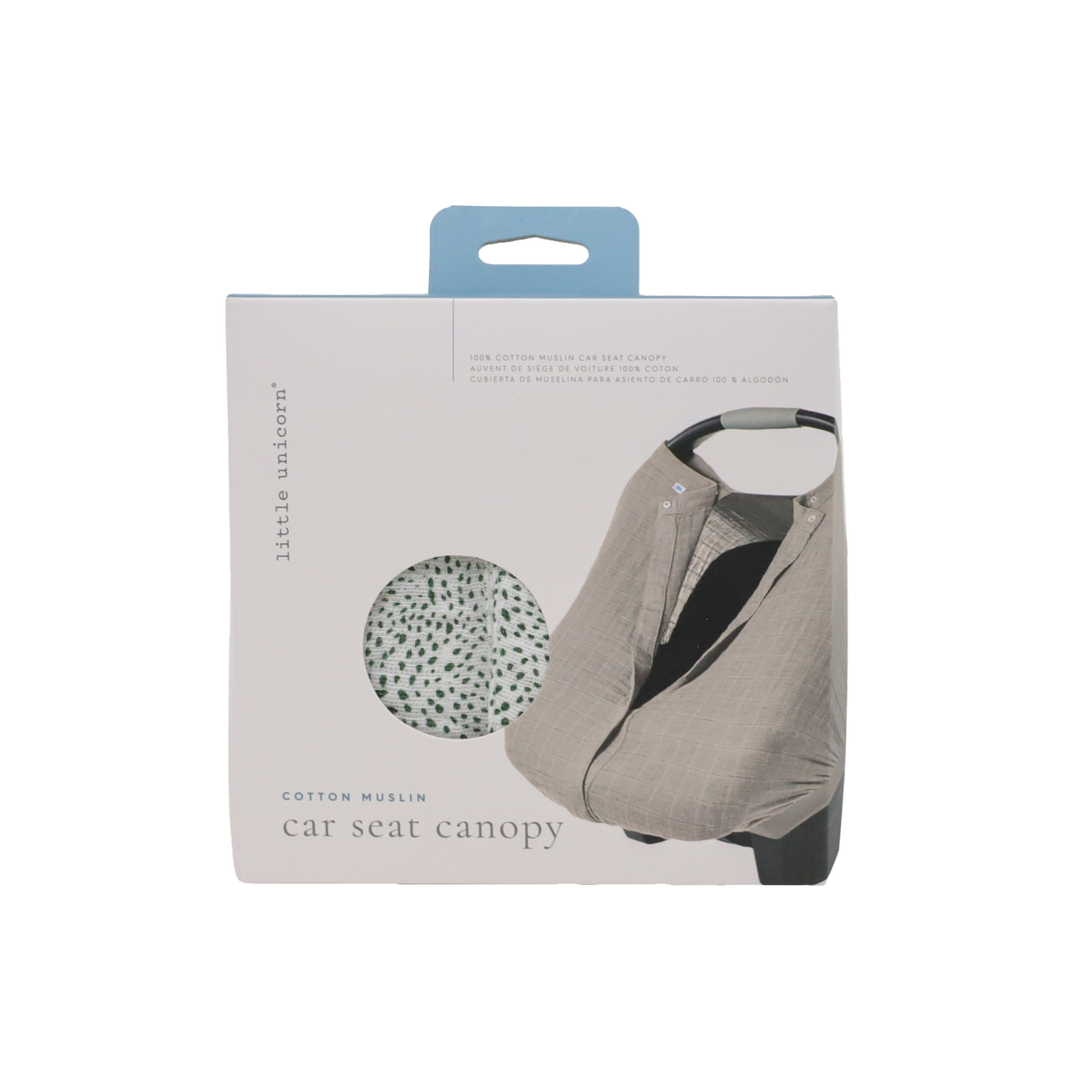 Cotton Muslin Car Seat Canopy - Green Seed - HoneyBug