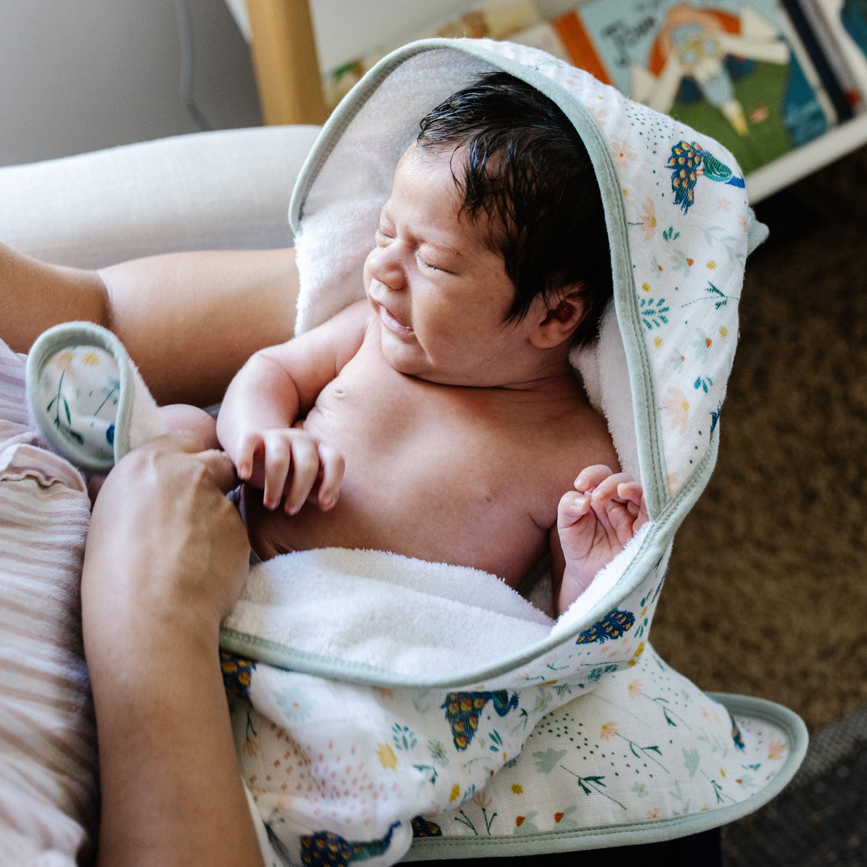 Infant Hooded Towel - Peacock - HoneyBug