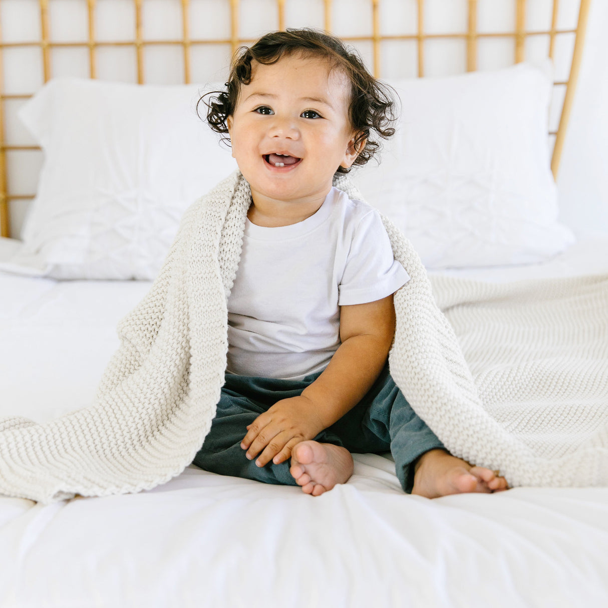 Chunky Knit Throw Blanket - Ivory - HoneyBug